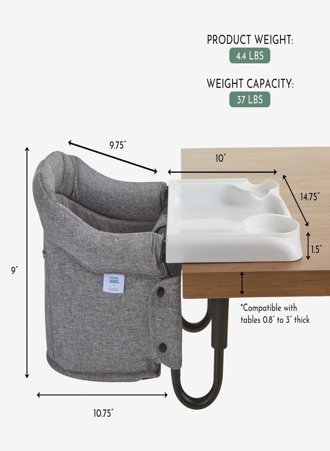 Evolur évolur Clamp-On Comfort Table Chair, Portable Clip-On High Chair for Babies & Toddlers (6–36 Months), Removable Washable Seat Cover, Dishwasher-Safe Tray, Foldable Design with Carry Bag – Gray - Image 4